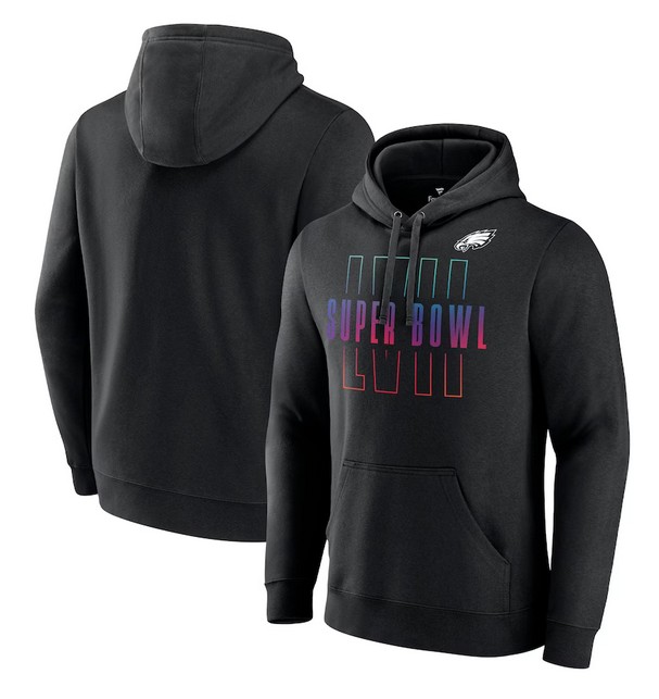 Men's Philadelphia Eagles Black Super Bowl LVII Open Sky Pullover Hoodie